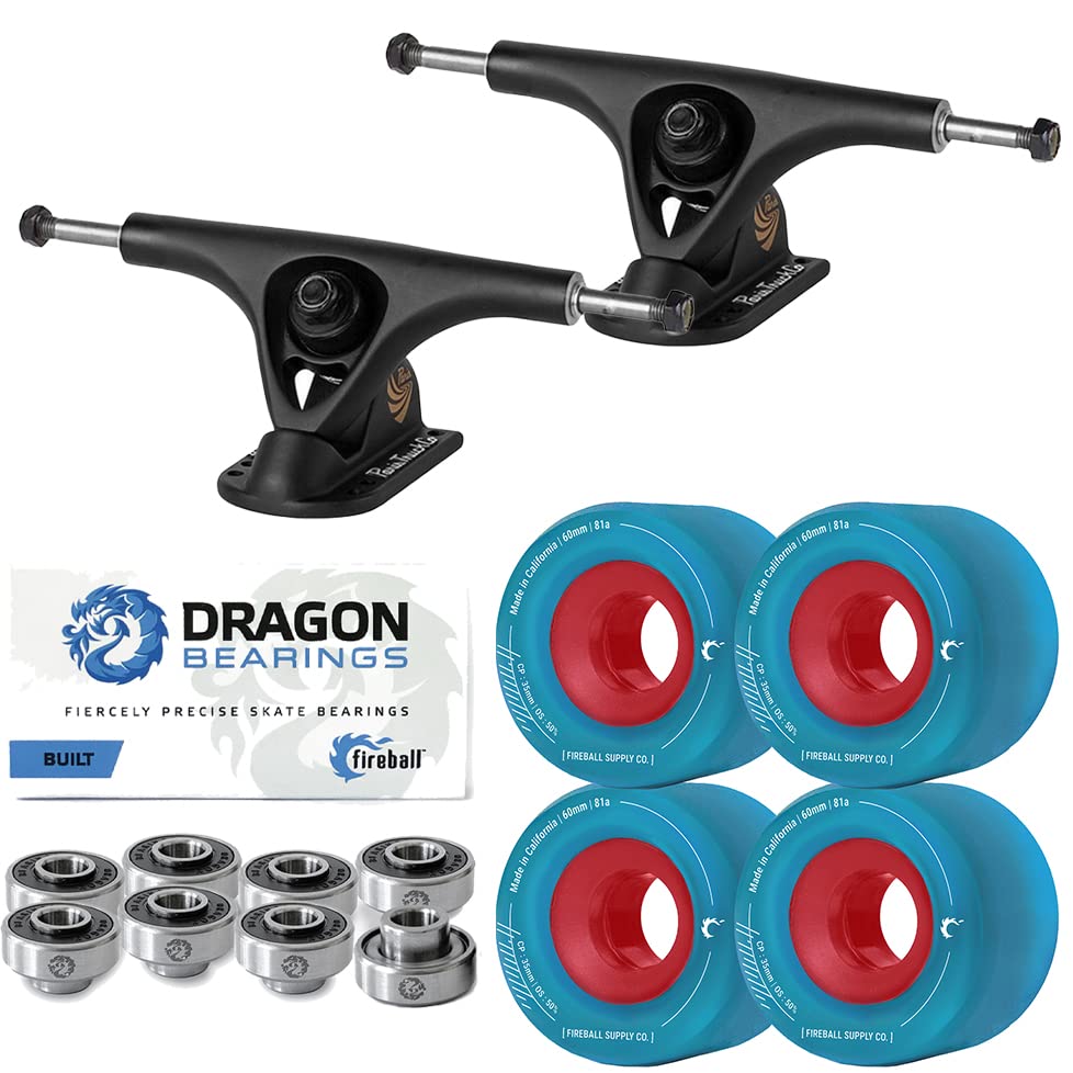 Fireball Paris V2 50° Longboard Skateboard Trucks Bundle (Blue 150mm / 65mm)