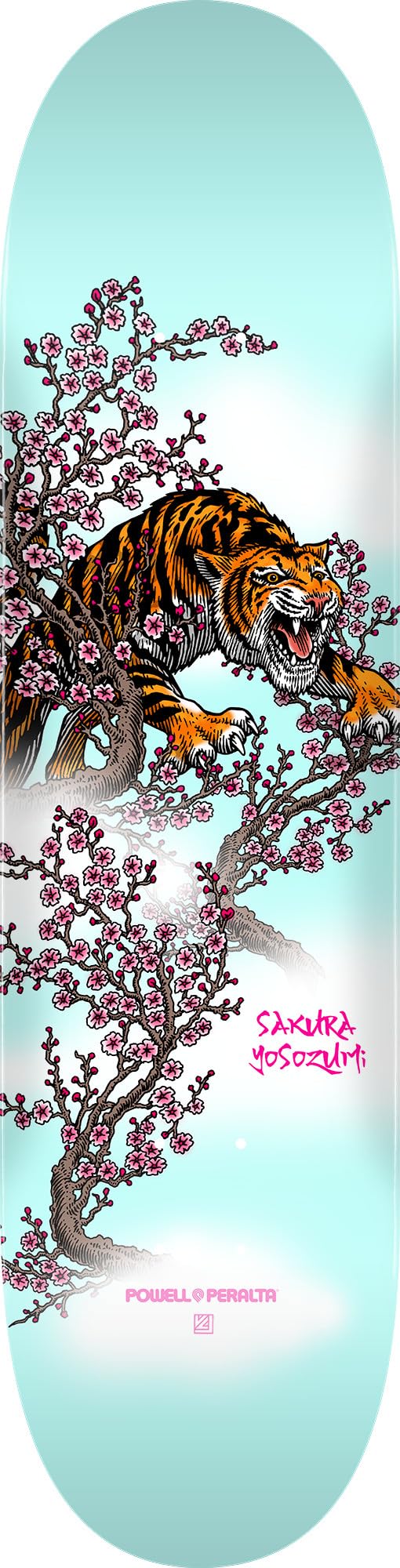 Powell Peralta Sakura Yosozumi Tiger Skateboard Deck (8.25" x 31.95", Light Blue)