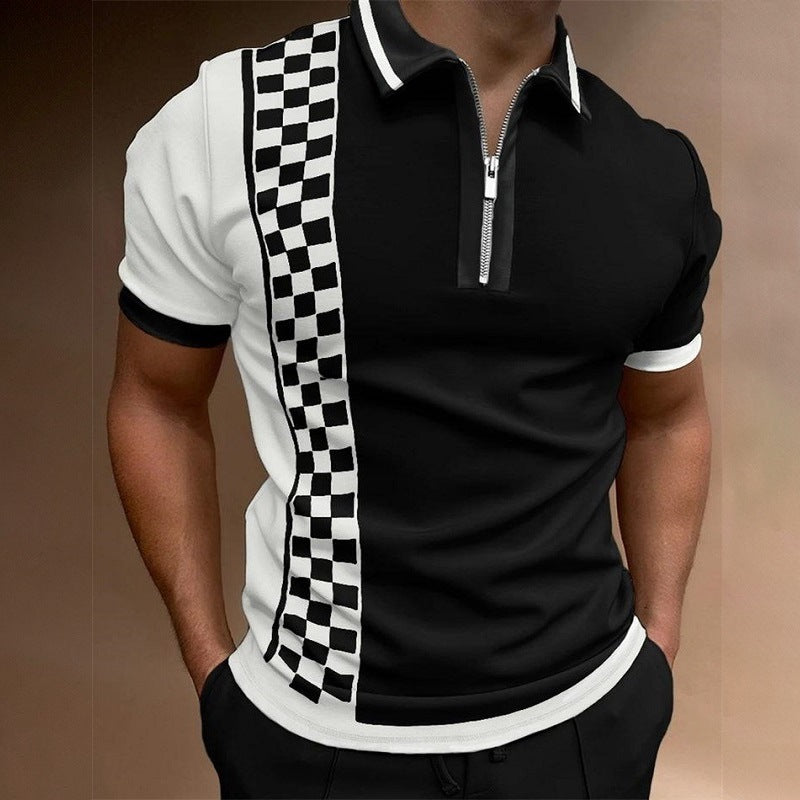 High Quality Men's Plaid Short Sleeve Polo Shirt