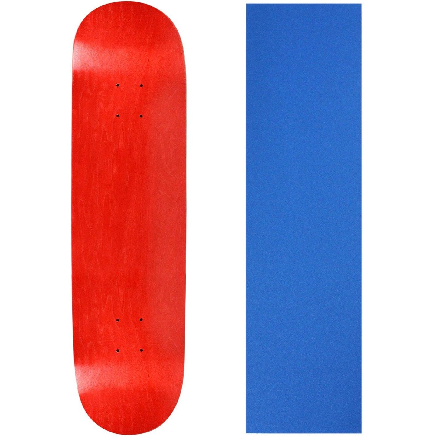 Moose Skateboard Deck Blank Stained Red 8.0" With Blue Grip