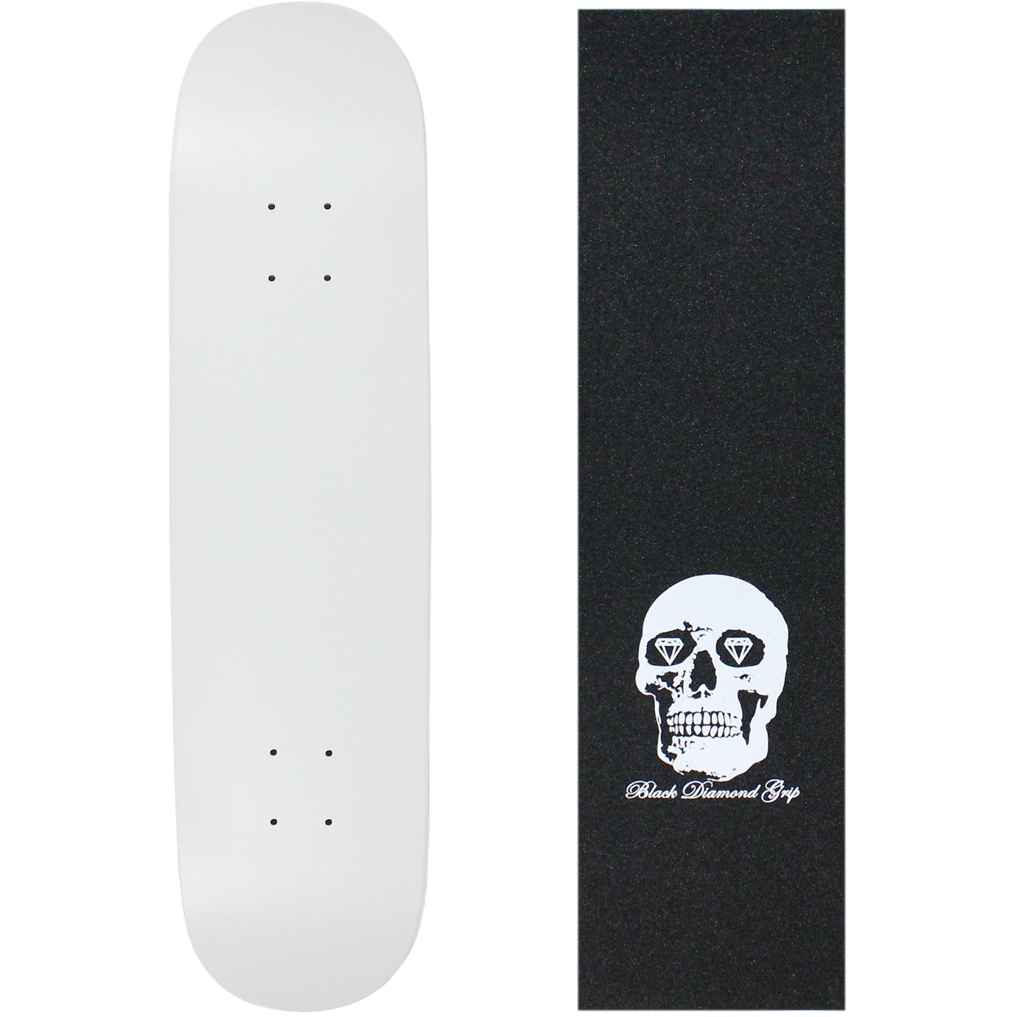 Moose Skateboard Deck Blank Dipped White 8.25" Skull Grip