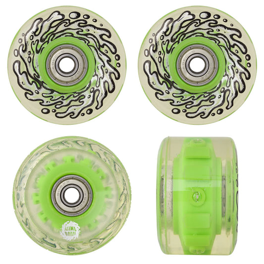 Slime Balls Skateboard Wheels OG Slime, 60mm, 78A, Green LED Light-Ups Old School