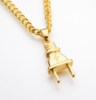 Titanium Electric Plug Skateboard Necklace (Gold, Silver, or Black)
