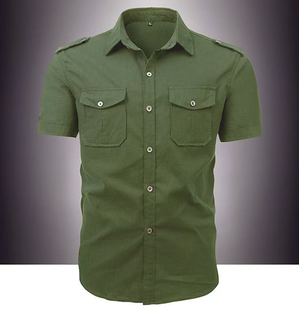 Loose Fit Men's Short Sleeve Shirt With Front Pockets