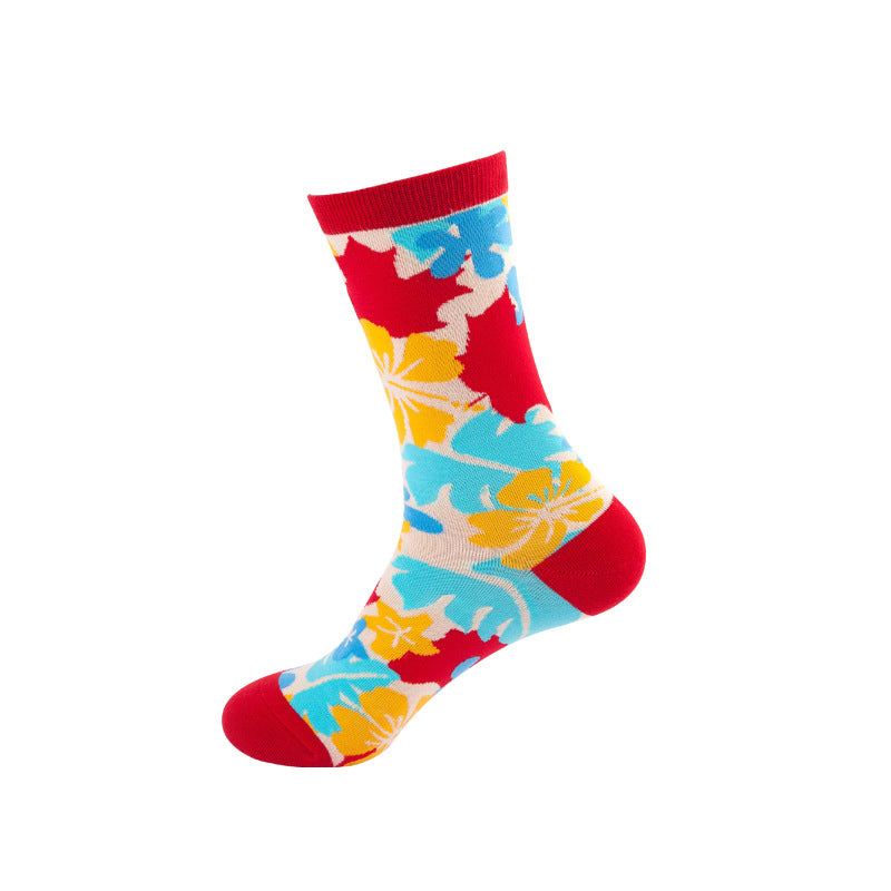 Colorful High-Cut Floral Socks for Skateboarding