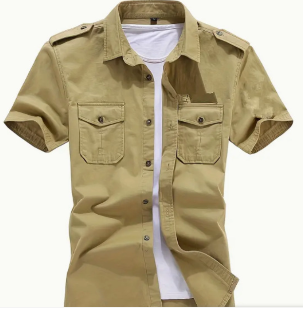 Loose Fit Men's Short Sleeve Shirt With Front Pockets