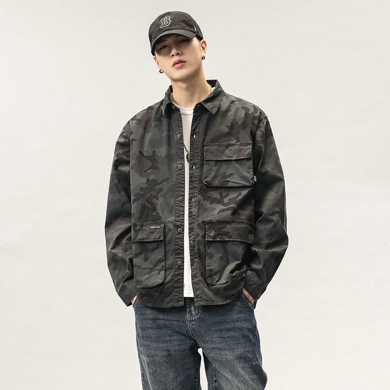 High-Quality Men's Camouflage Cargo Shirt for Outdoors