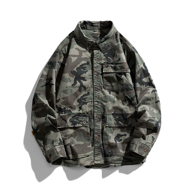 High-Quality Men's Camouflage Cargo Shirt for Outdoors