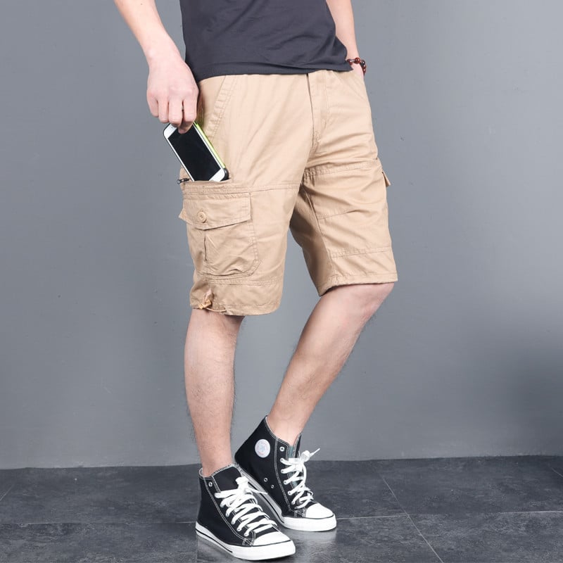 Multi-Pocket Cargo Shorts with Small Zippers