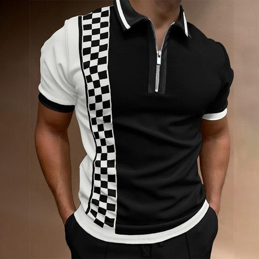 High Quality Men's Plaid Short Sleeve Polo Shirt