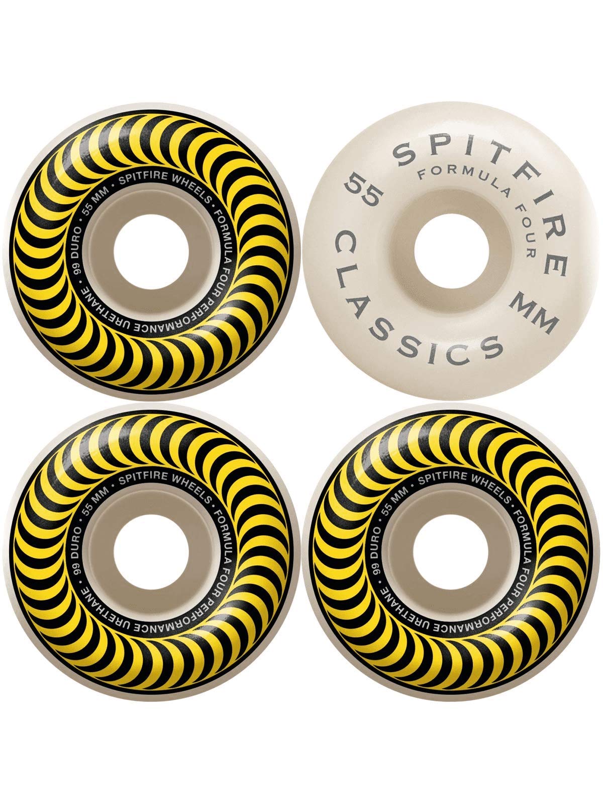 Spitfire F4 99 Classics Skateboard Wheels (55mm, Yellow)