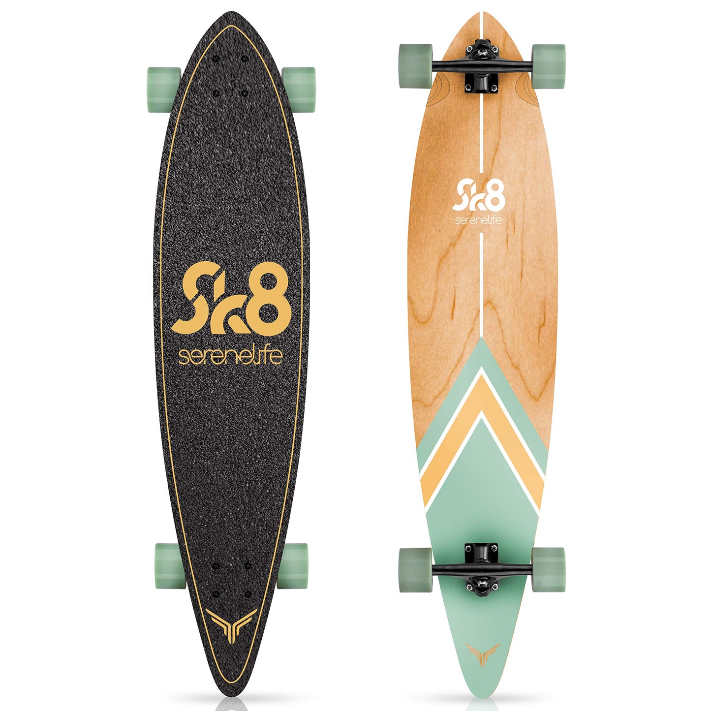 SereneLife Complete Standard Skateboard Mini Cruiser, 8-Ply Canadian & Bamboo Maple Deck, 7" Aluminum Trucks