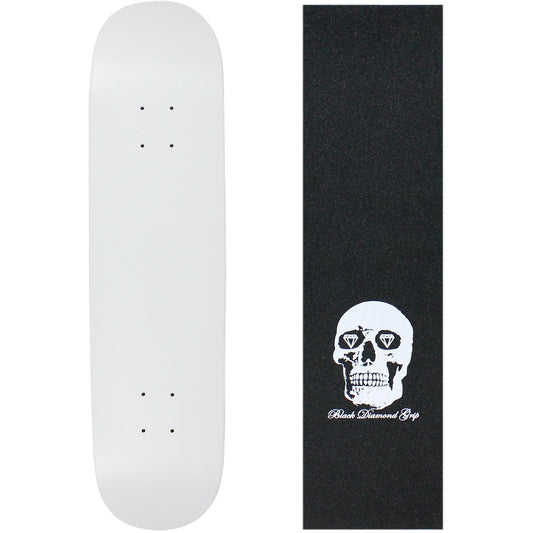 Moose Skateboard Deck Blank Dipped White 8.25" Skull Grip