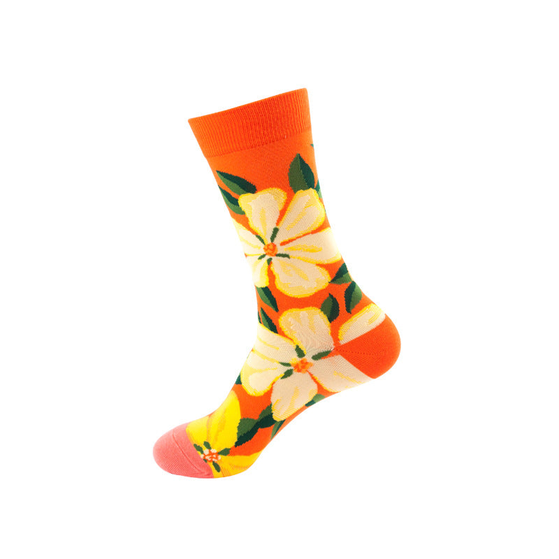 Colorful High-Cut Floral Socks for Skateboarding