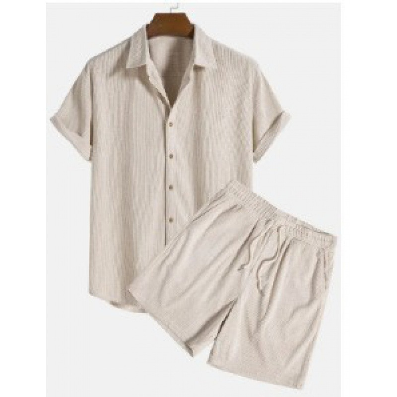 Men's Loose Fit Hawaiian Beach Shirt Suit