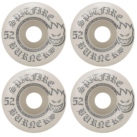 Spitfire Skateboard Wheels Burners (52mm, 99A, White / Silver)