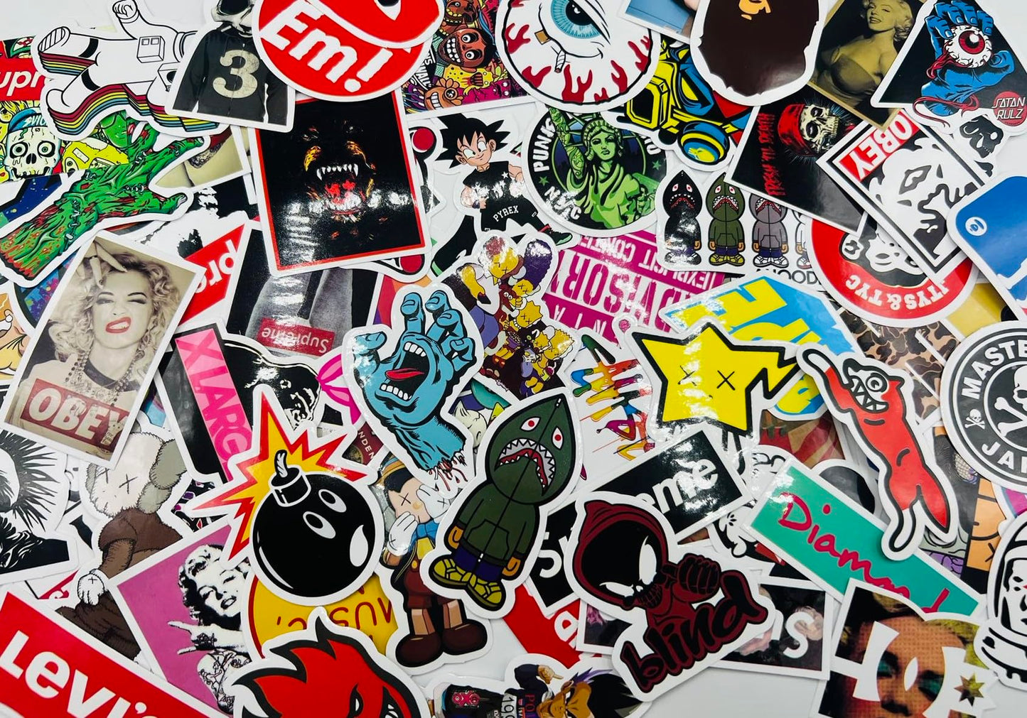 100-Piece Skateboard Decals Pack, Cool Waterproof Stickers for Laptop, Water Bottle, or Suitcase