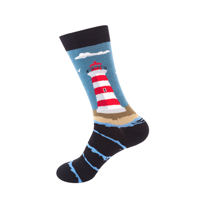 Colorful High-Cut Floral Socks for Skateboarding