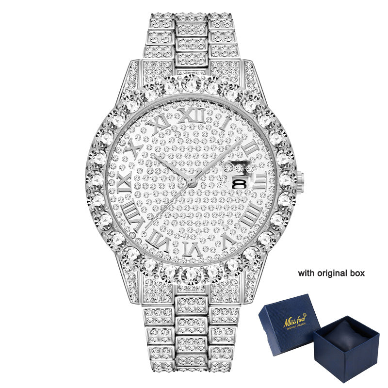 Luxury Waterproof Faux Diamond Men's Watch