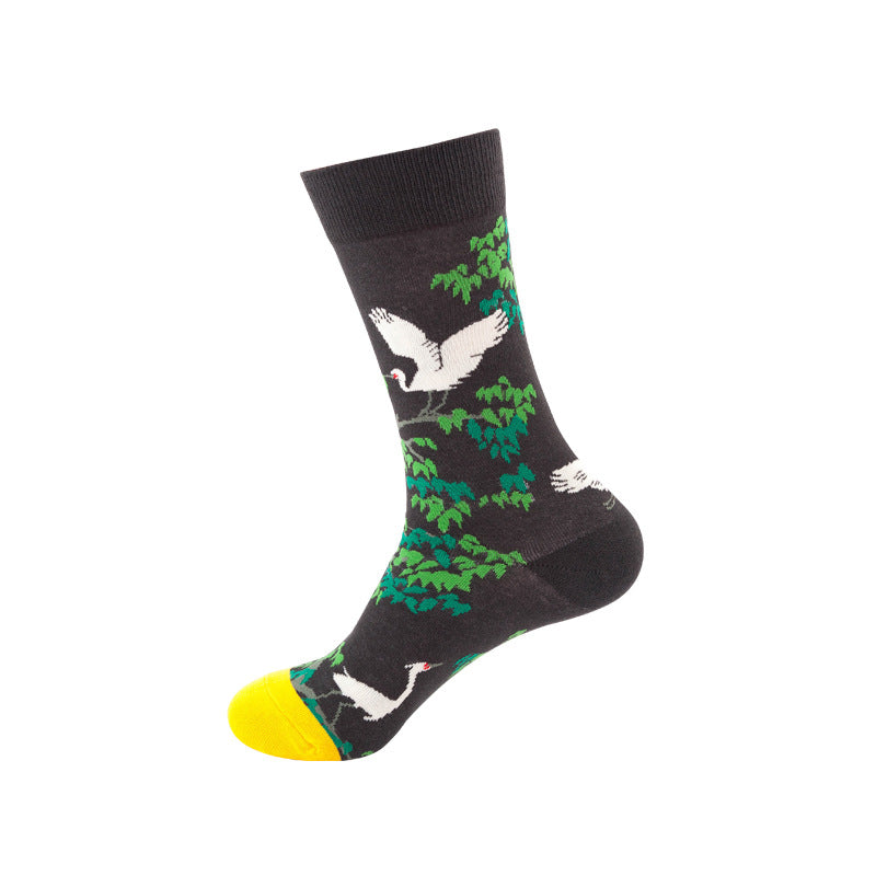 Colorful High-Cut Floral Socks for Skateboarding