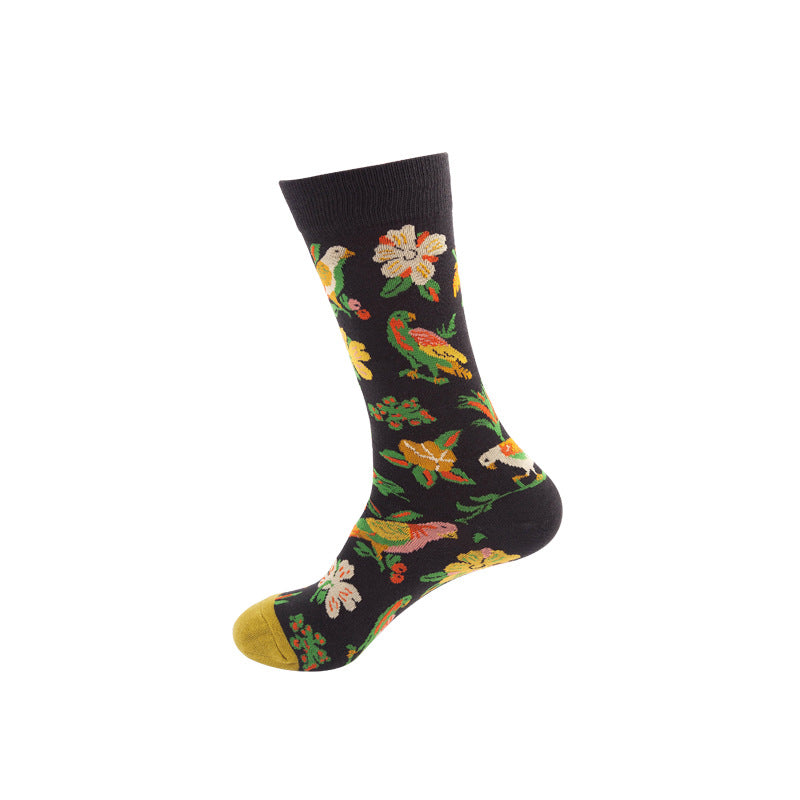 Colorful High-Cut Floral Socks for Skateboarding