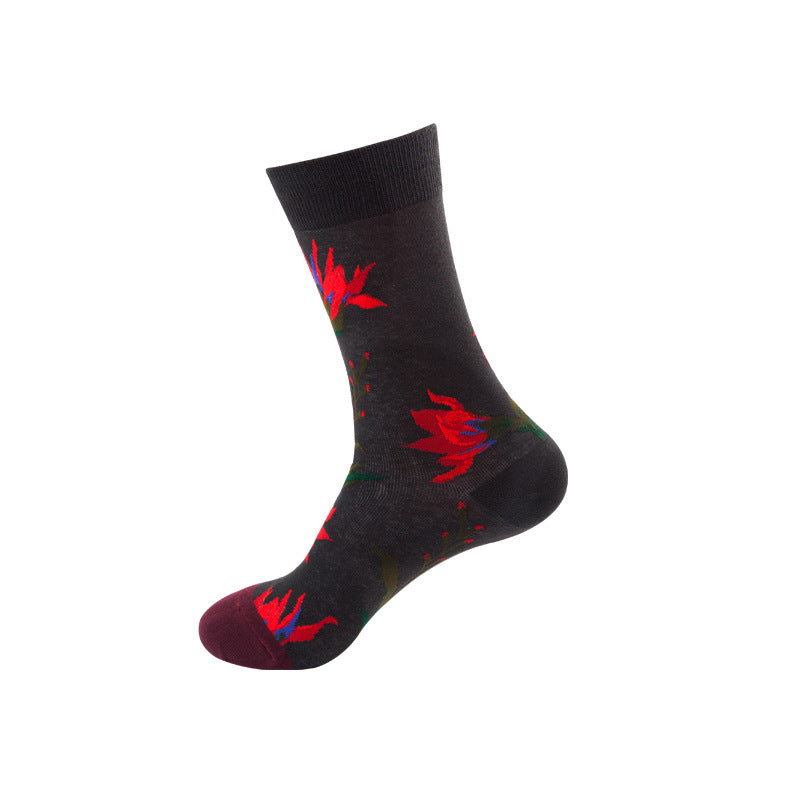 Colorful High-Cut Floral Socks for Skateboarding