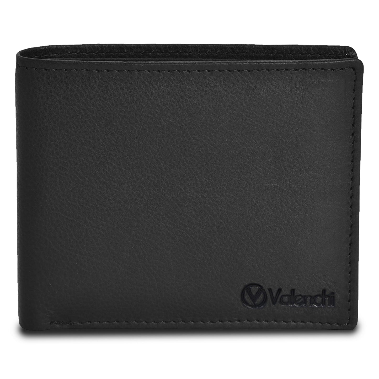 VALENCHI Black Leather Wallet For Men, RFID Blocking