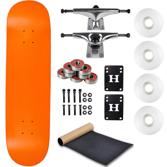 Moose Complete Skateboard, Neon Orange, 8.25" with Silver Trucks and White Wheels