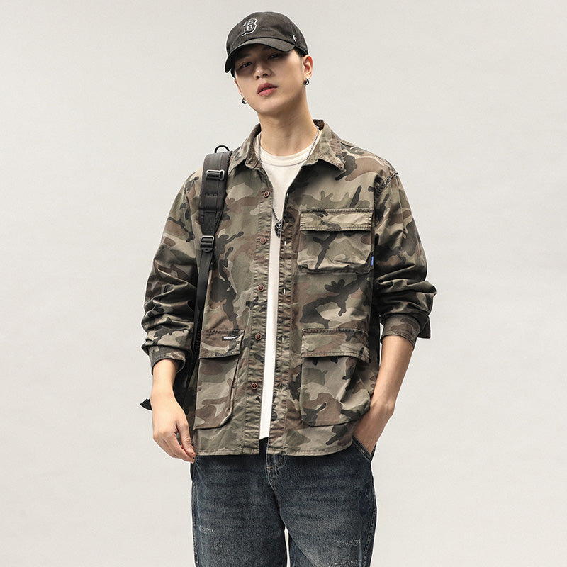 High-Quality Men's Camouflage Cargo Shirt for Outdoors