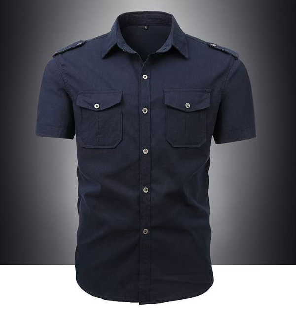 Loose Fit Men's Short Sleeve Shirt With Front Pockets