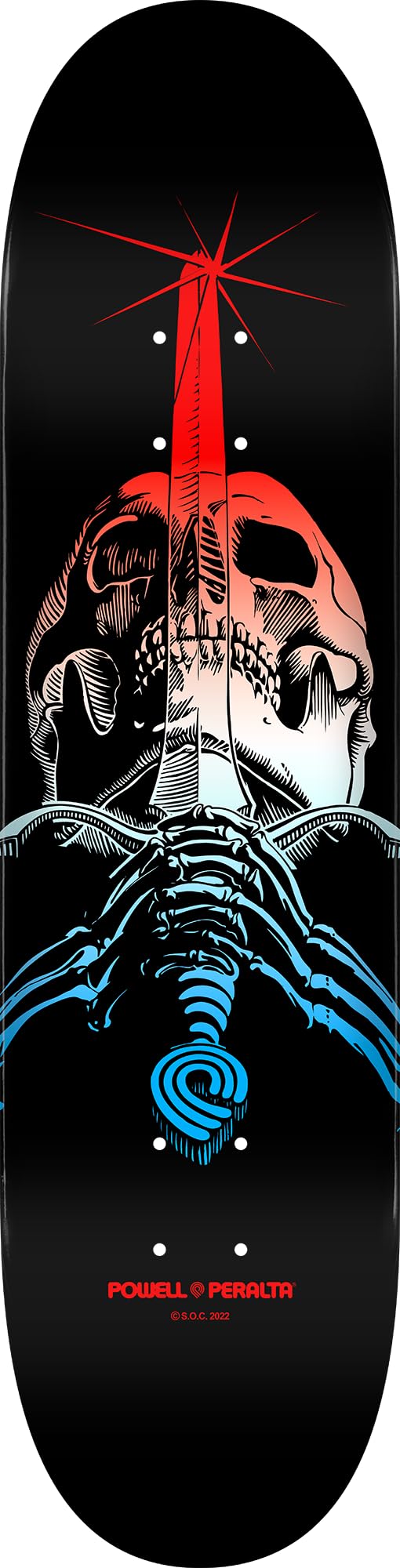 Powell Peralta Skull & Sword Skateboard Deck, Blue Fade, 9.0" x 32.95"