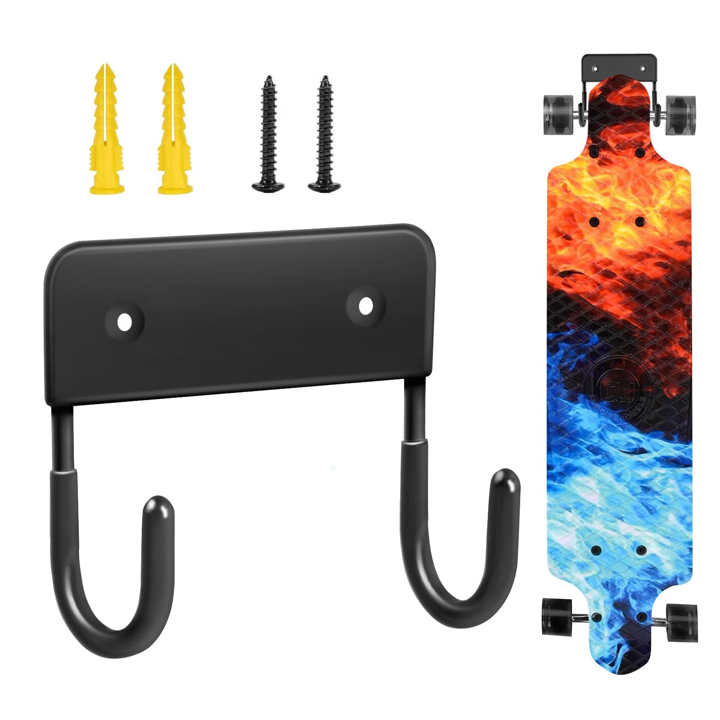 Vowcarol Skateboard Wall-Mounted Hook Skateboard Rack, Skateboard Wall Hanger Storage Rack