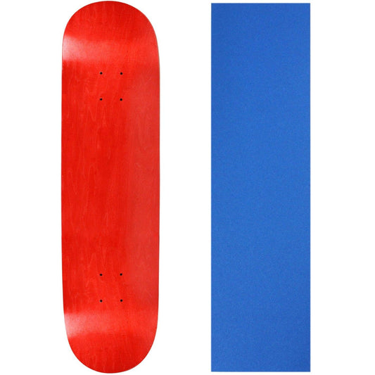 Moose Skateboard Deck Blank Stained Red 8.0" With Blue Grip