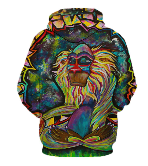 3D Color Monkey Print Hoodie