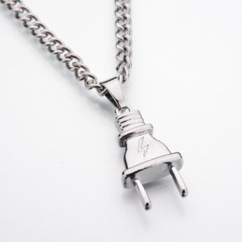 Titanium Electric Plug Skateboard Necklace (Gold, Silver, or Black)