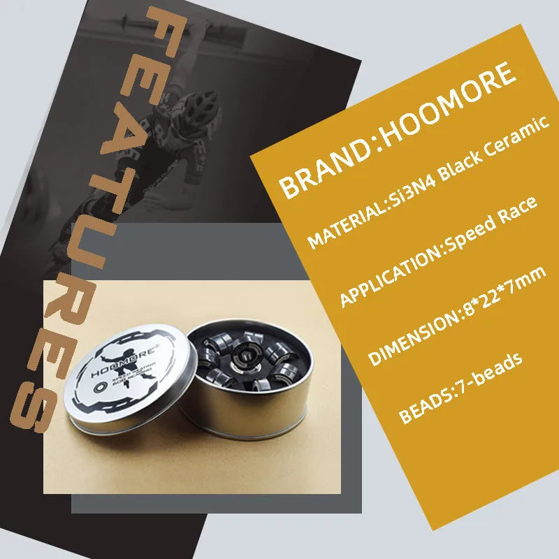 Hoomore 16-Piece Black Samurai Ceramic Bearings