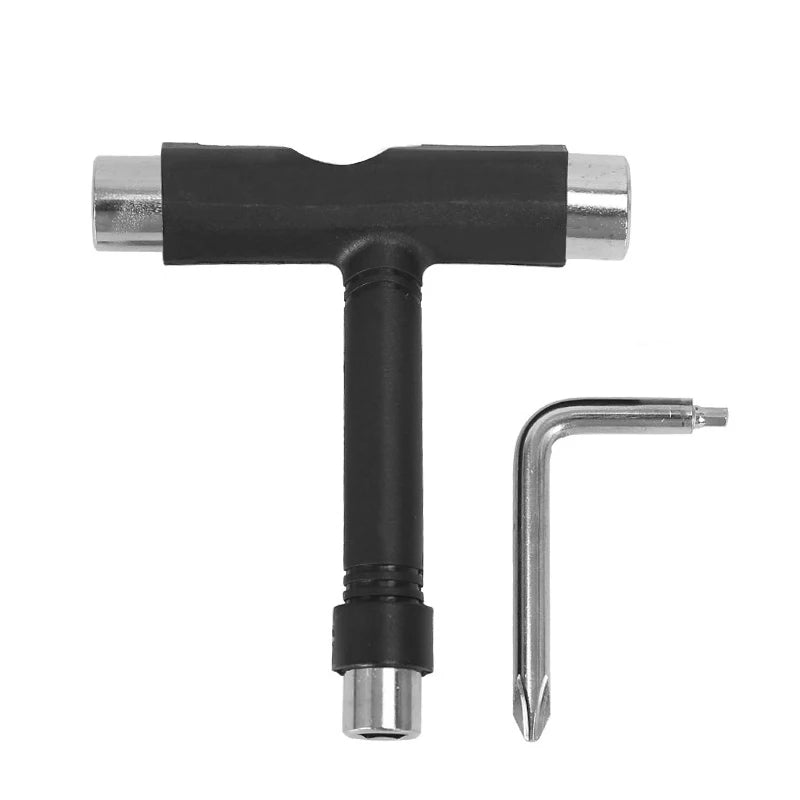Skate Tools Multi-Function Portable Skateboard T-Shaped Accessory with Allen Key Phillips Head Wrench Screwdriver
