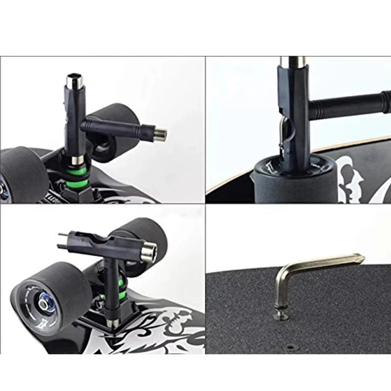 Skate Tools Multi-Function Portable Skateboard T-Shaped Accessory with Allen Key Phillips Head Wrench Screwdriver
