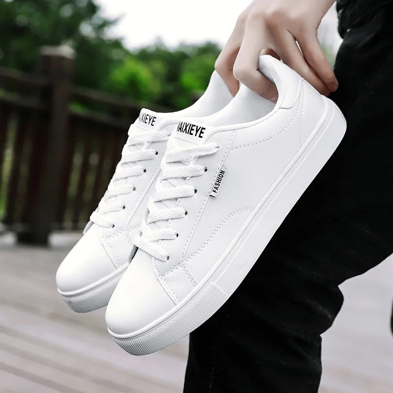 Men's Casual White Skateboarding Shoes, Breathable