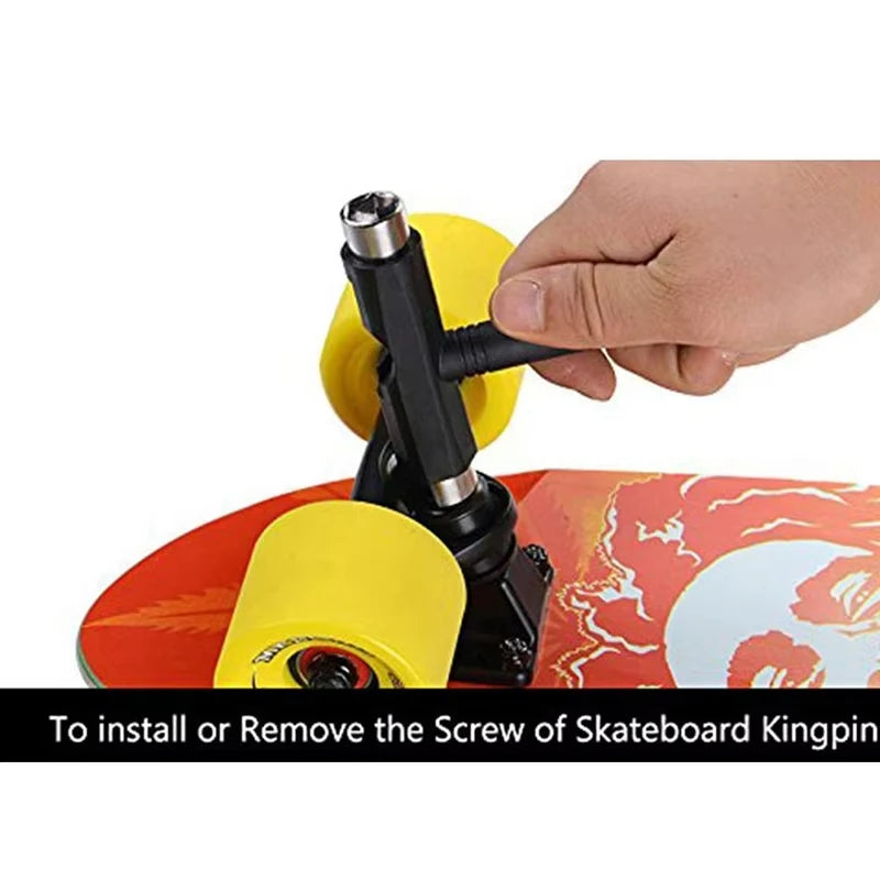Skate Tools Multi-Function Portable Skateboard T-Shaped Accessory with Allen Key Phillips Head Wrench Screwdriver
