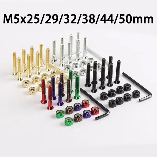 Skateboard Trucks Screws, Mounting Bolts, Anti-Rust, Durable (M5 x 25 / 29 / 32 / 38 / 44 / 50mm)