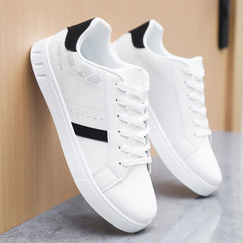 Men's Casual White Skateboarding Shoes, Breathable