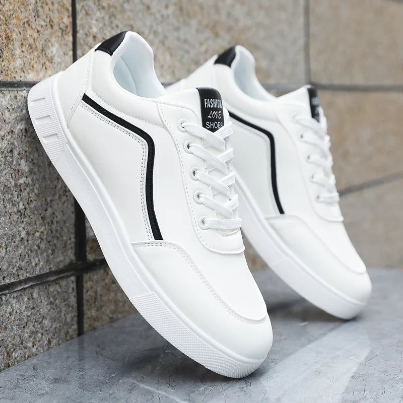 Men's Casual White Skateboarding Shoes, Breathable