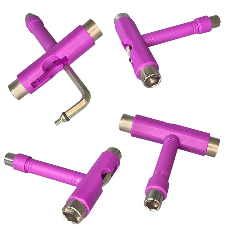 Skate Tools Multi-Function Portable Skateboard T-Shaped Accessory with Allen Key Phillips Head Wrench Screwdriver