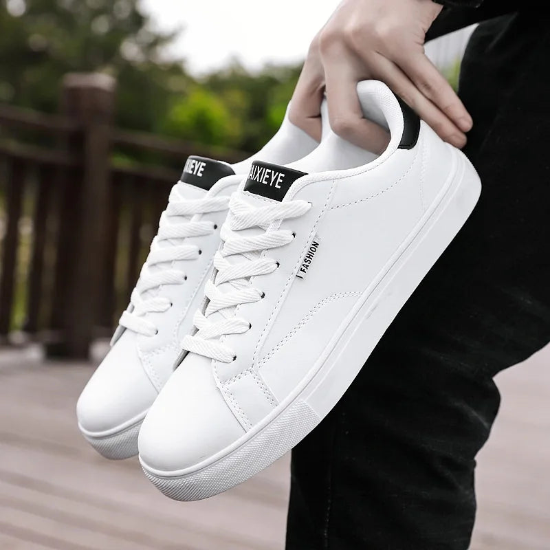 Men's Casual White Skateboarding Shoes, Breathable