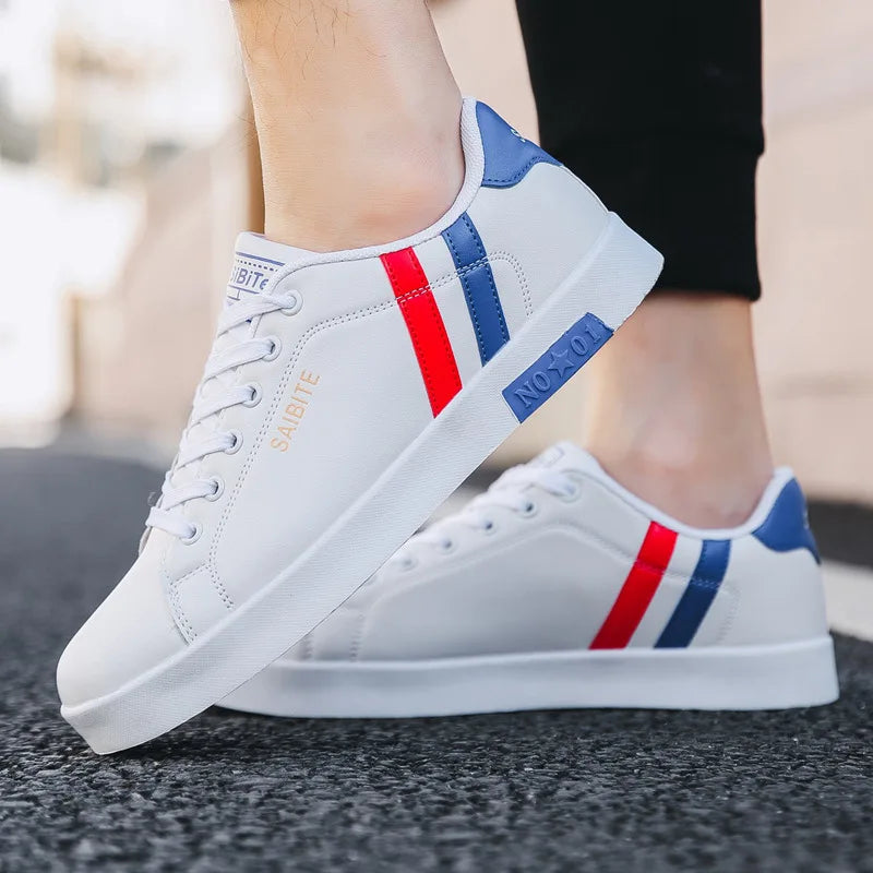 Men's Casual White Skateboarding Shoes, Breathable