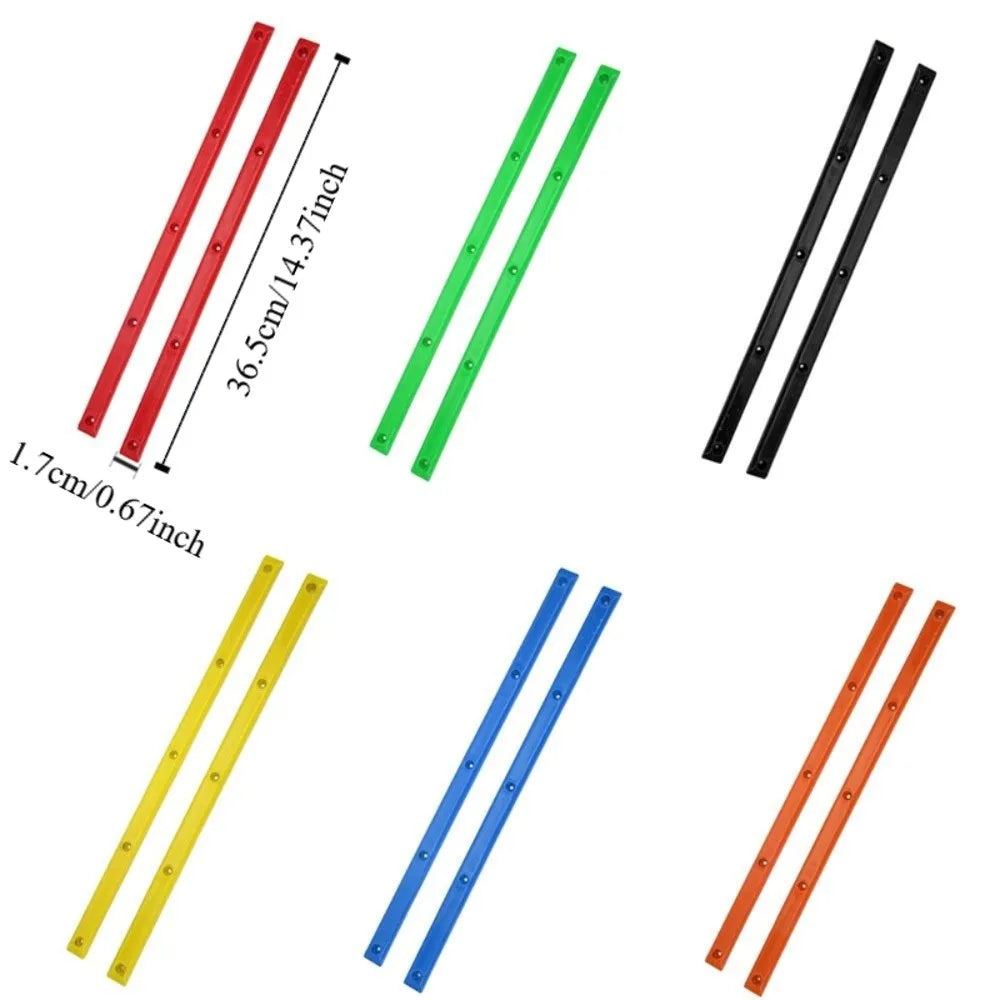 2-Piece Durable ABS Rib Bones, Rails, Colorful, Skateboard Rail Guards (36.5 x 1.7 cm)