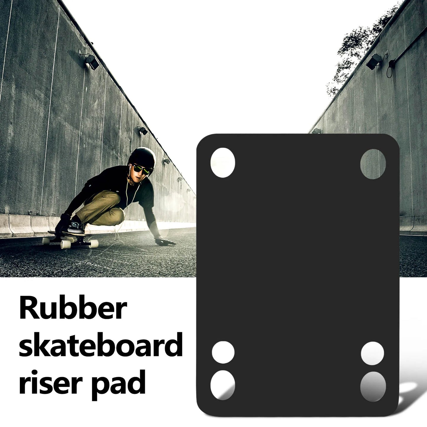 Rubber Skateboard Riser Pads, 1/8-Inch, 3mm Thick, 2-Pack