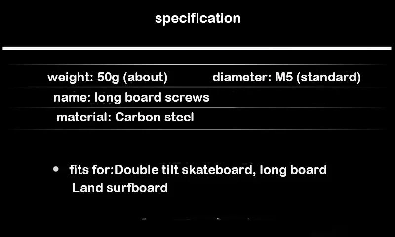 Skateboard Trucks Screws, Mounting Bolts, Anti-Rust, Durable (M5 x 25 / 29 / 32 / 38 / 44 / 50mm)