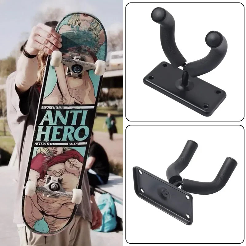 Universal Skateboard Hook, Deck Display Wall Mount, Horizontal Hanger Rack, Stable, Sturdy
